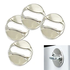 4x Polished Silver Stainless Door Latch Striker Cover Fits Genesis 4D Veloster