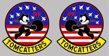 2 x GRUMMAN TOMCAT F14 TOMCATTERS SQUADRON AVION STICKER NAVY TZ005 et TZ024