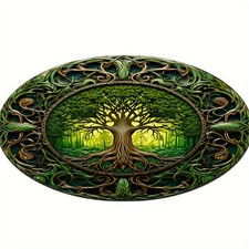 100cm 100cm1pc Large Round Tree of Life Area Mat - Non-Slip Durable Polyester Ma