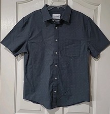 Goodfellow - Men  s Standard Fit Stretch Poplin Short Sleeve Shirt -Navy Medium