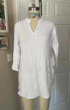 Stylish Chakra WHITE Pearl Button Bohemian Kurta KAFTAN Tunic MEDIUM B111