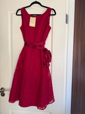 Laura Ashley Dark Raspberry Rose Lace Sleeveless Wedding / races/ prom Dress Siz