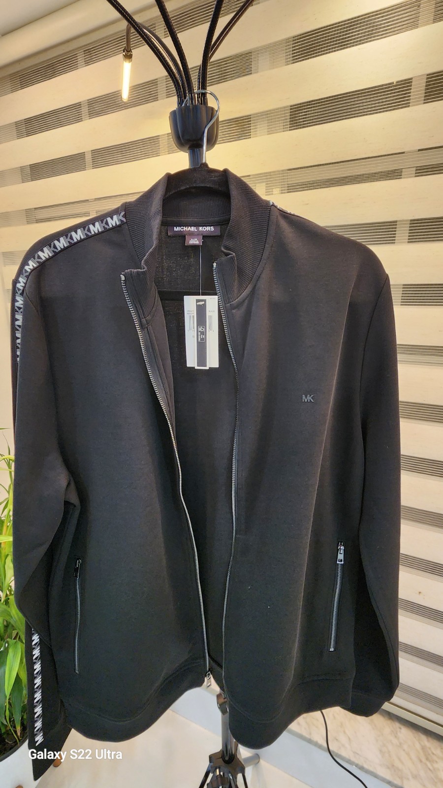 Michael Kors Men's Black Track Jacket Full Zip Logo Tape Size L Zipped Pockets thumbnail 5