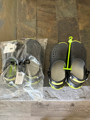 Crocs Echo Icey RO Clogs Sandal Black/Green Slip-On Heel Strap US 8