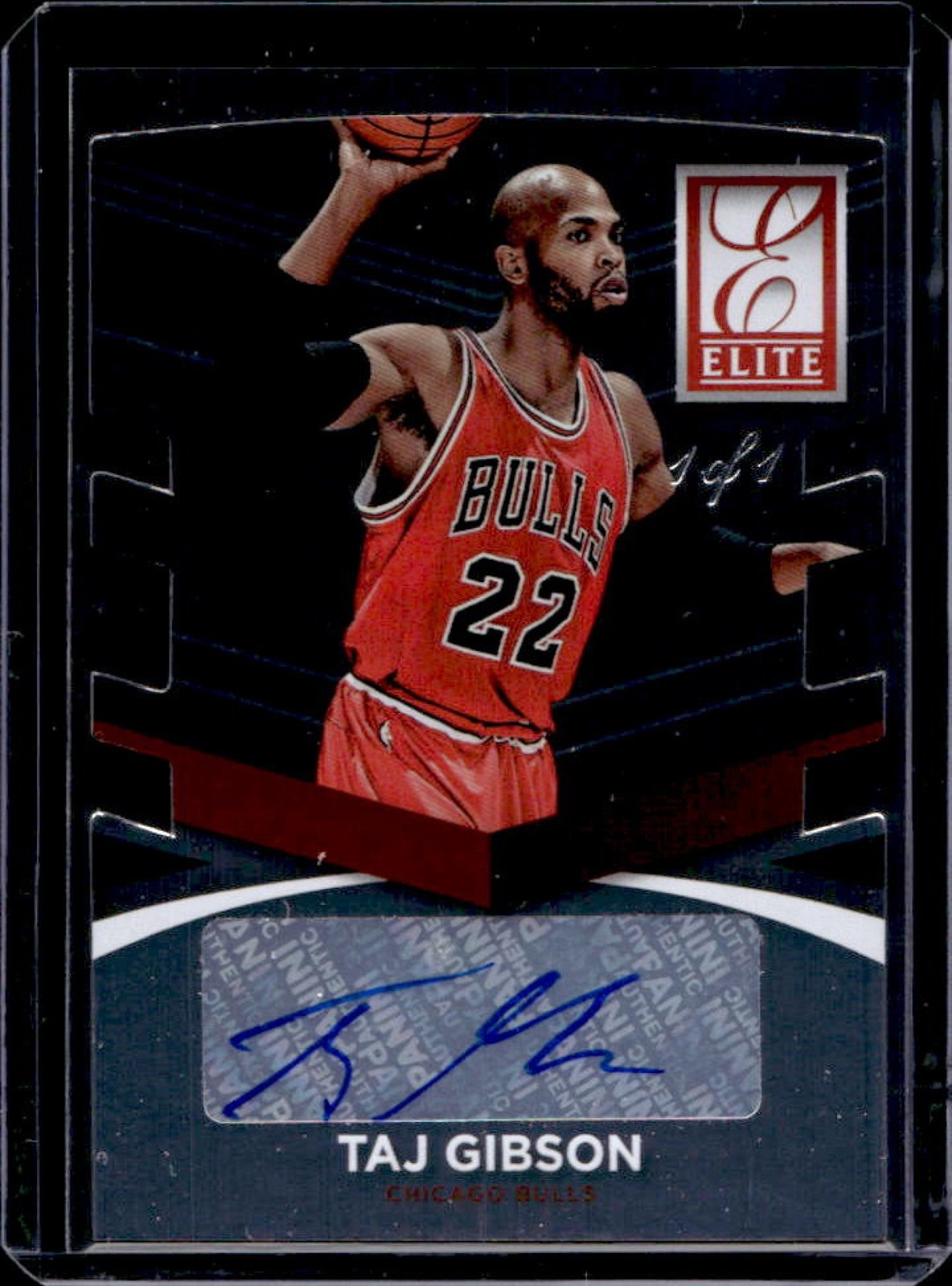 2014-15 Panini Donruss Taj Gibson Elite Status Signatures Black Auto #1/1 Bulls
