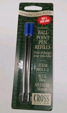 NOS Authentic Cross Ballpoint Pen Refill Blue Med Two Pack 8511-2 Tested Read