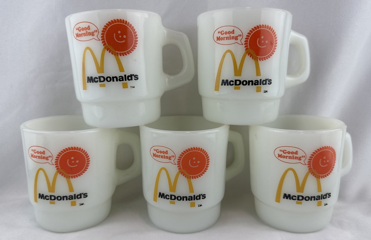 5 Vtg Fire King McDonalds Mugs Good Morning Coffee Cup Anchor