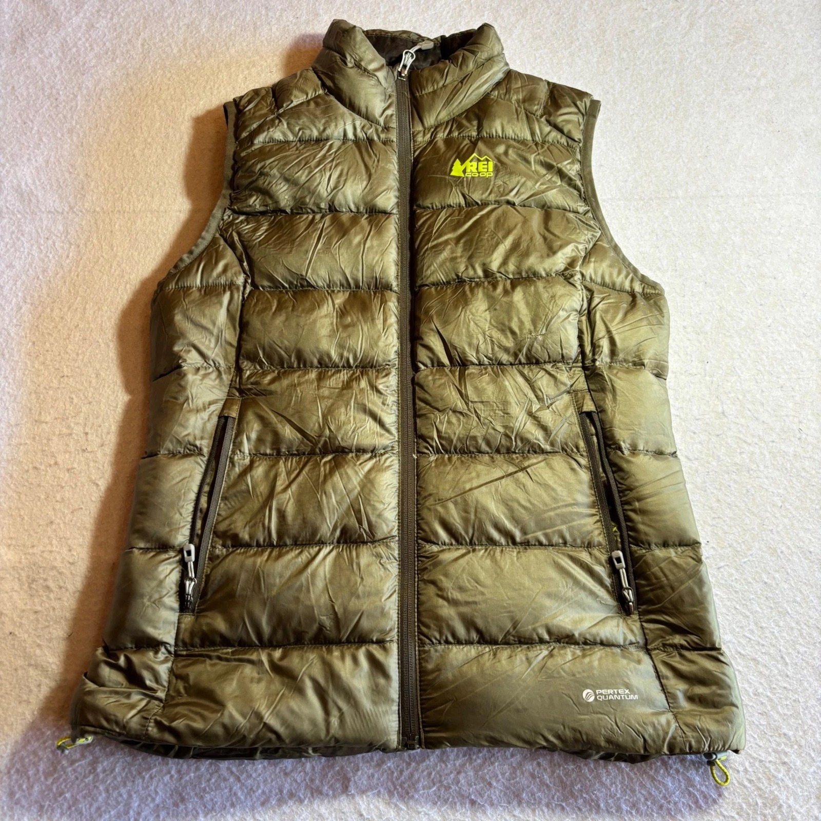 REI Co Op Down Puffer Vest Men Size S Green National Park Centennial Lightweight