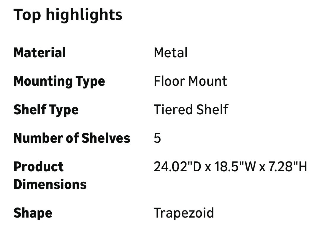 5 Tier Mini Fridge Shelf Microwave Stand Heavy-Duty Adjustable Over Fridge Sh...