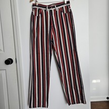 Vintage 70s Levi's For Gals Striped Pants Big E 29" X 30" Hippy Mod Disco