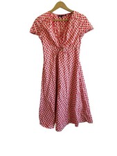 Boden Size 8 Long Red White Floral Babydoll Cap Sleeve Midi Dress Preppy