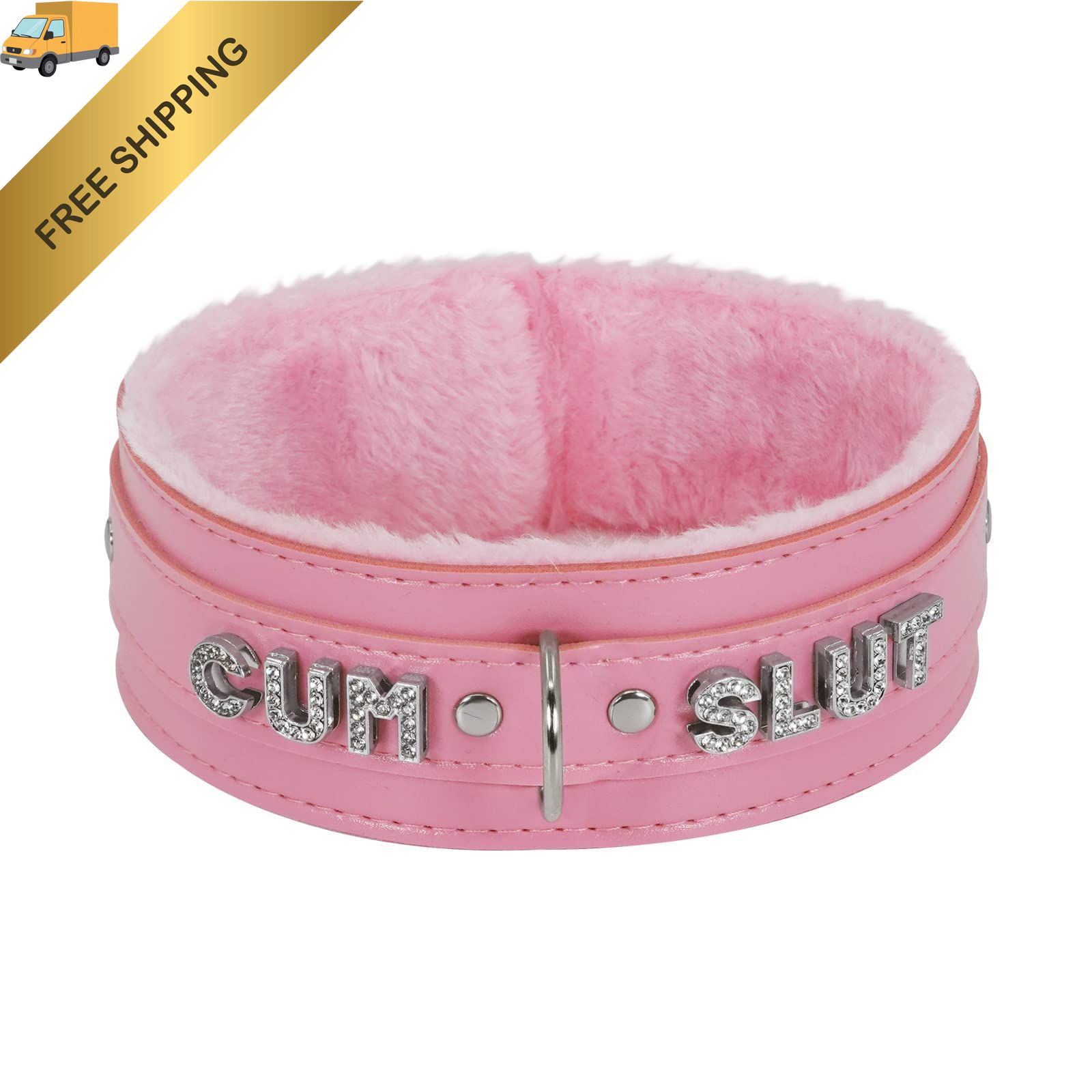 paloli Pink Choker Necklace for Women Leather Collar regular, Fluff