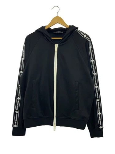 DSQUARED2 Felpa con Cappuccio Doppia Zip M Cotone Nero Usata
