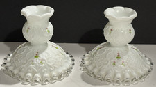 Fenton Milk Glass Handpainted Violets on Snow...
