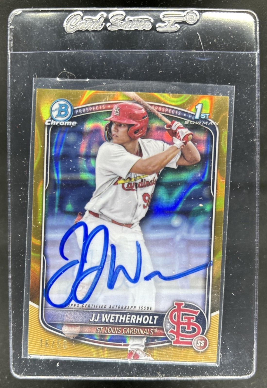 2025 Bowman JJ Wetherholt Chrome Auto Gold Lava Refractor 1st #/50 Cardinals