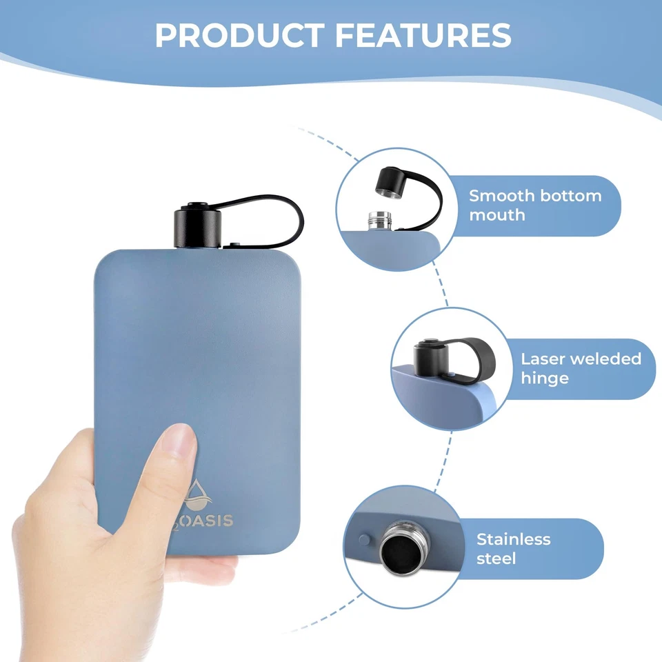 Frasco de cadera de acero inoxidable para hombres - Botellas embudo frascos de whisky de metal compacto... Foto 2 de 4