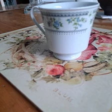 FTD China 1Teacups Excellent Condition Blue Floral And Silver