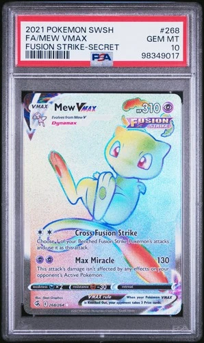 2021 POKEMON SWORD & SHIELD FUSION STRIKE SECRET #268 FULL ART/MEW VMAX PSA 10