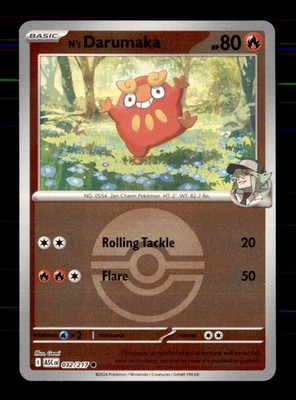 N's Darumaka (Poke Ball) 032/217 Common Ascended Heroes Pokemon Reverse Holo NM