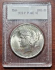 e 1923 Peace Dollar Old BLANCHARD SLAB 64 BU UNC Uncirculated Dot Matrix Label