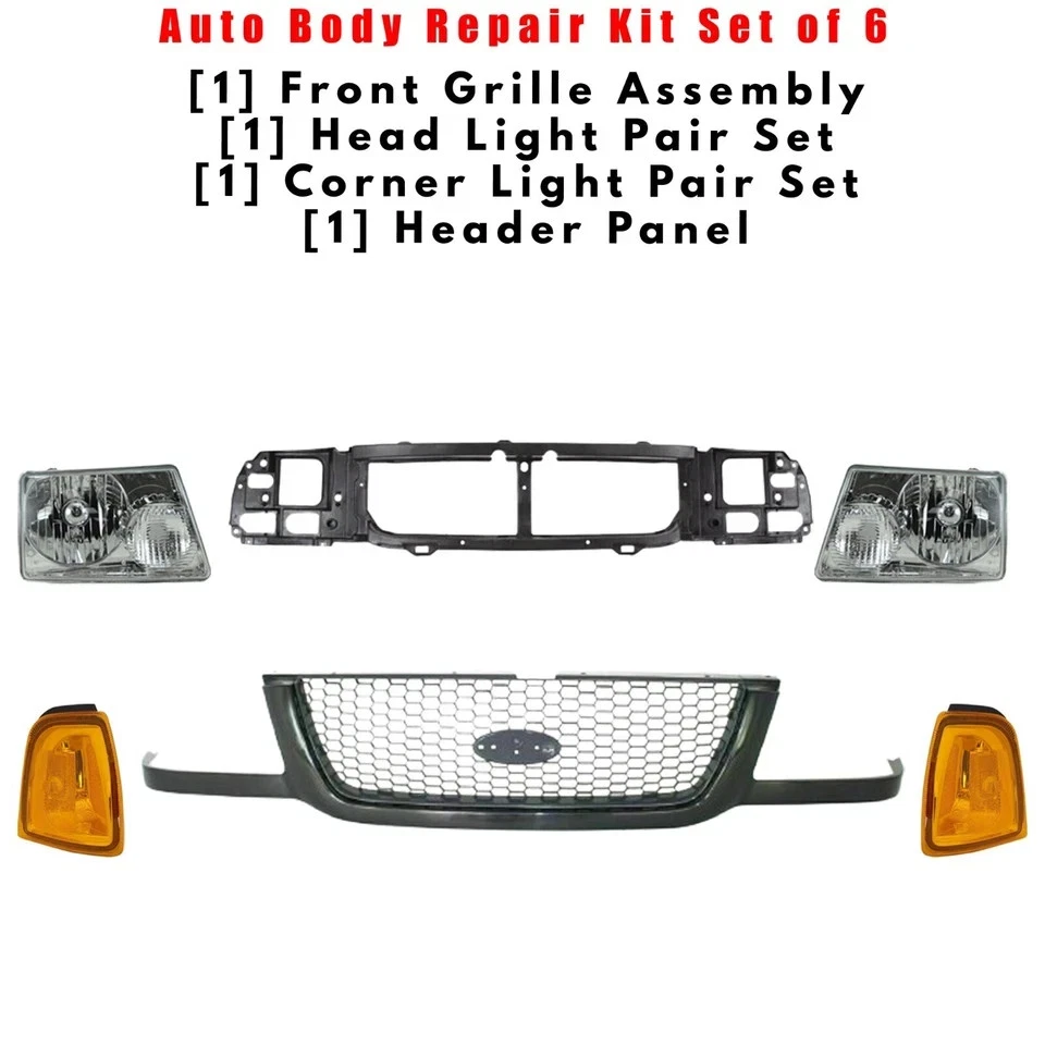 Conjunto de rejilla delantera y kit de montaje de faros para Ford Ranger 2001-2003 Foto 2 de 4