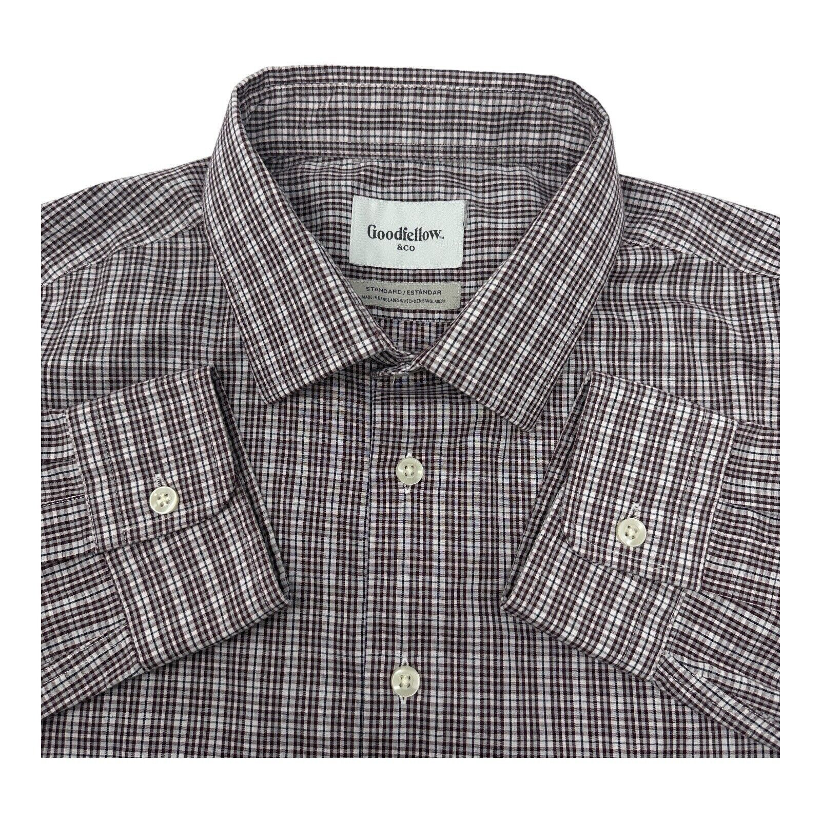 Goodfellow & Co Mens Large Burgundy Casual Fit Button Up Shirt