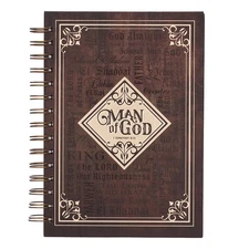Journal w/Scripture Man of God 1 Timothy 6:11 Bible Verse Names of God Brown