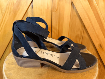 Sole Society Eveline block-heel sandals black Size 9M
