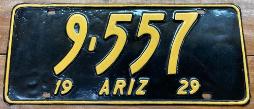 NICE'r LOOKING 1929 MARICOPA COUNTY, ARIZONA LICENSE PLATE, 9557, MVD CLEAR!