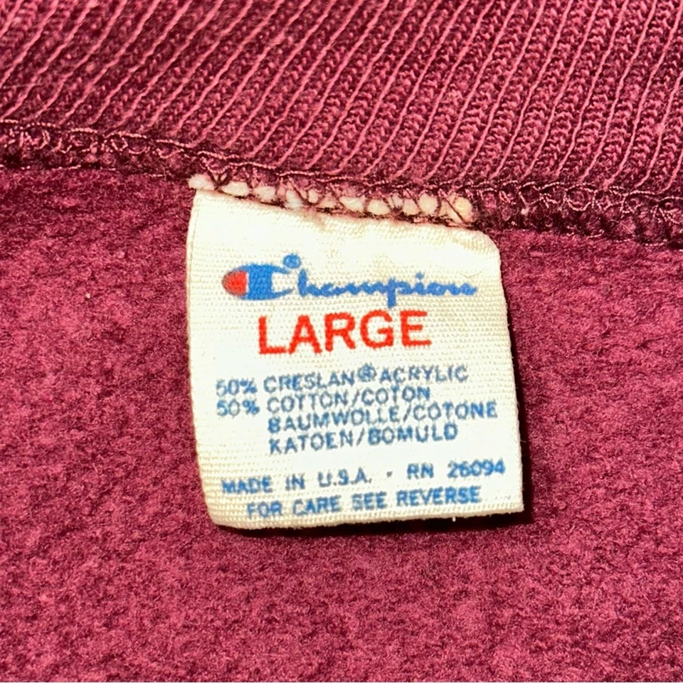 Sudadera Champion Años 80 Vintage Uni-Sex L Borgoña Granate Universidad de Harvard Foto 4 de 4