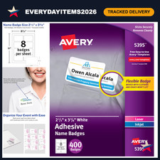 Flexible Printable Name Badges - 2-1/3" x 3-3/8" Rectangle Labels, 2000 Stickers