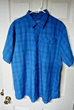 EDDIE BAUER Polo Shirt Size Large Blue Short sleeve Outdoor Mens Check NWOT