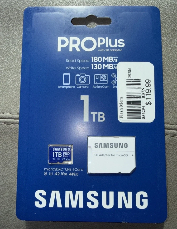 Tarjeta de memoria SAMSUNG Pro Plus 1 TB Micro SD SDXC V30 A2 con adaptador Foto 3 de 3
