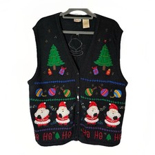 Bobbie Brooks 18W 20W Christmas Sweater Vest Embroidered Santa Tree Holiday