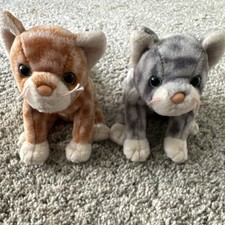 Ty Beanie Buddies Amber & Silver Cat Plush Lot Ages 3-7