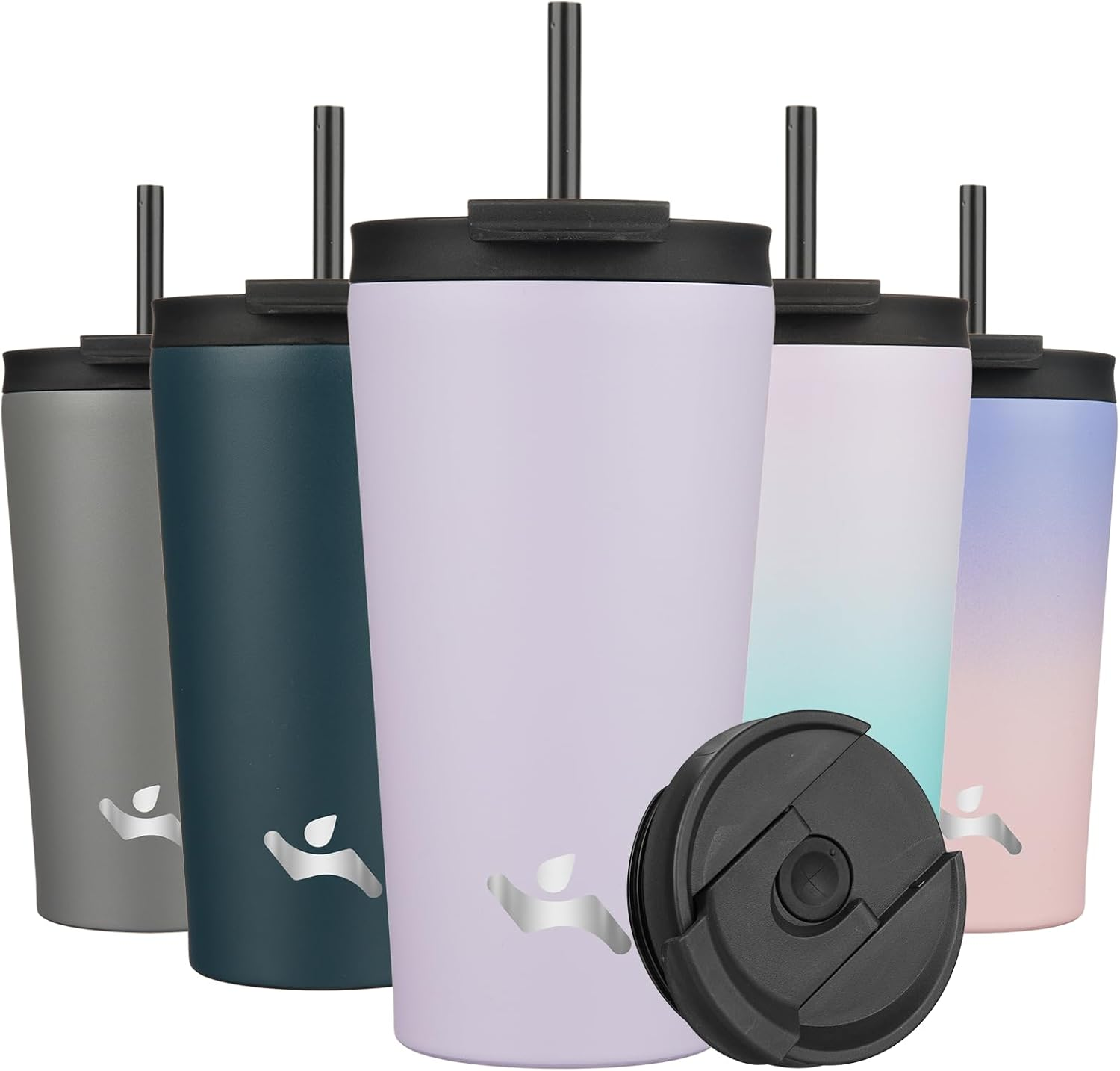 18 OZ Insulated Tumbler with Lid and 2 Straws Stainless Steel Water Bottle Vacuu