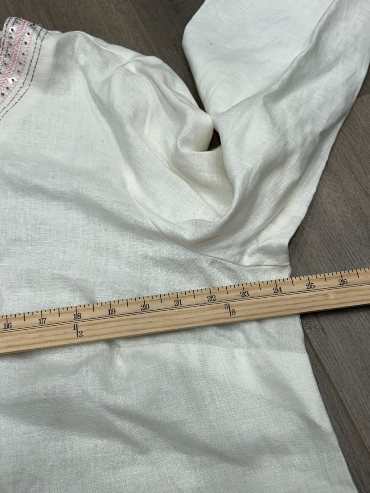 Grace Elements Womens White Linen Embroidered Tri… - image 6