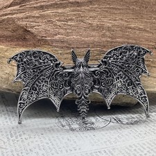 HALLOWEEN Bat Bats Gothic Celti Moon magic Spell Love Hair Clip Comb silvertone