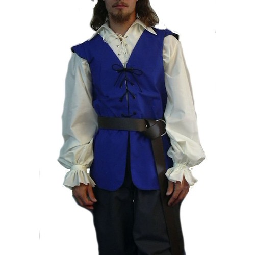 Male Waistcoat Vest Medieval Sleeveless Slim Top V-Neck Bandage Casual - Picture 7 of 17