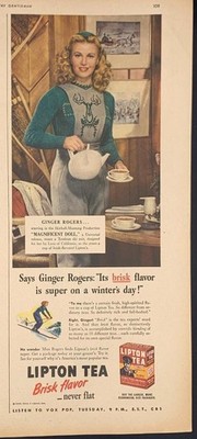 Magazine Ad* - 1947 - Lipton Tea - Ginger Rogers
