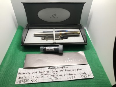 Parker Sonnet Edelstahl Flighter GT Füllfederhalter mit Box, Konverter etc.