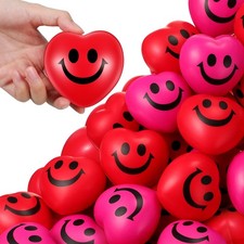 48 Pcs 2.76'' Valentine's Day Heart Stress Balls Heart Shaped Smile Face Ball...
