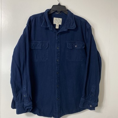 St Johns Bay XXL Mens Blue Chamois Cloth Flannel Shirt Button Up Heavy 2XL