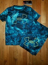 Under Armour Boys 2 PC Short Set Youth XSmall Teal Rush NWT
