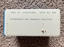 Genealogy Microfilm 1850 NC Census Rutherford & Sampson County National Archives