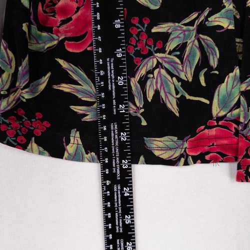 Vikki Vi Top Sz Small Multicolor Floral Stretch Knit Slinky Open Front Collared - Picture 6 of 9
