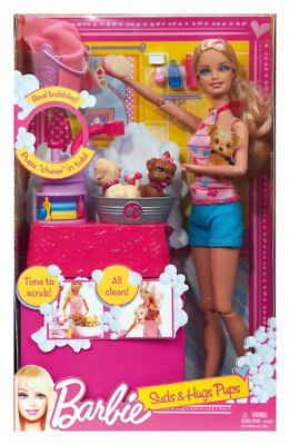 Barbie ロサンゼルス　3体セット【送料無料】 Barbie Family Barbie Suds and Hugs Pups W3153 | eBay