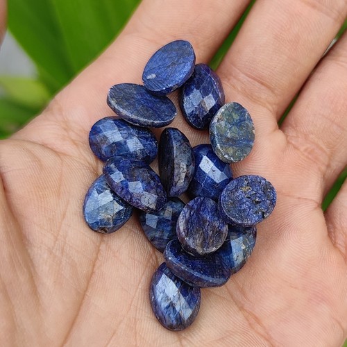 Natural 115 Ct Blue African Sapphire Oval Cut Loose Gemstone Lot 15Pieces 14mm - Picture 3 of 6
