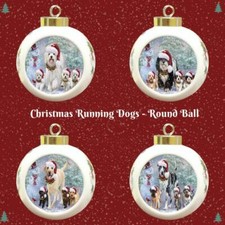 Snow Running Family Dogs Cats Round Ball Christmas Tree Ornament D cor