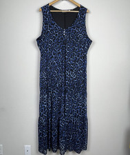 Susan Graver Sleeveless Maxi Dress Size 3X Blue Black Animal Print Lined